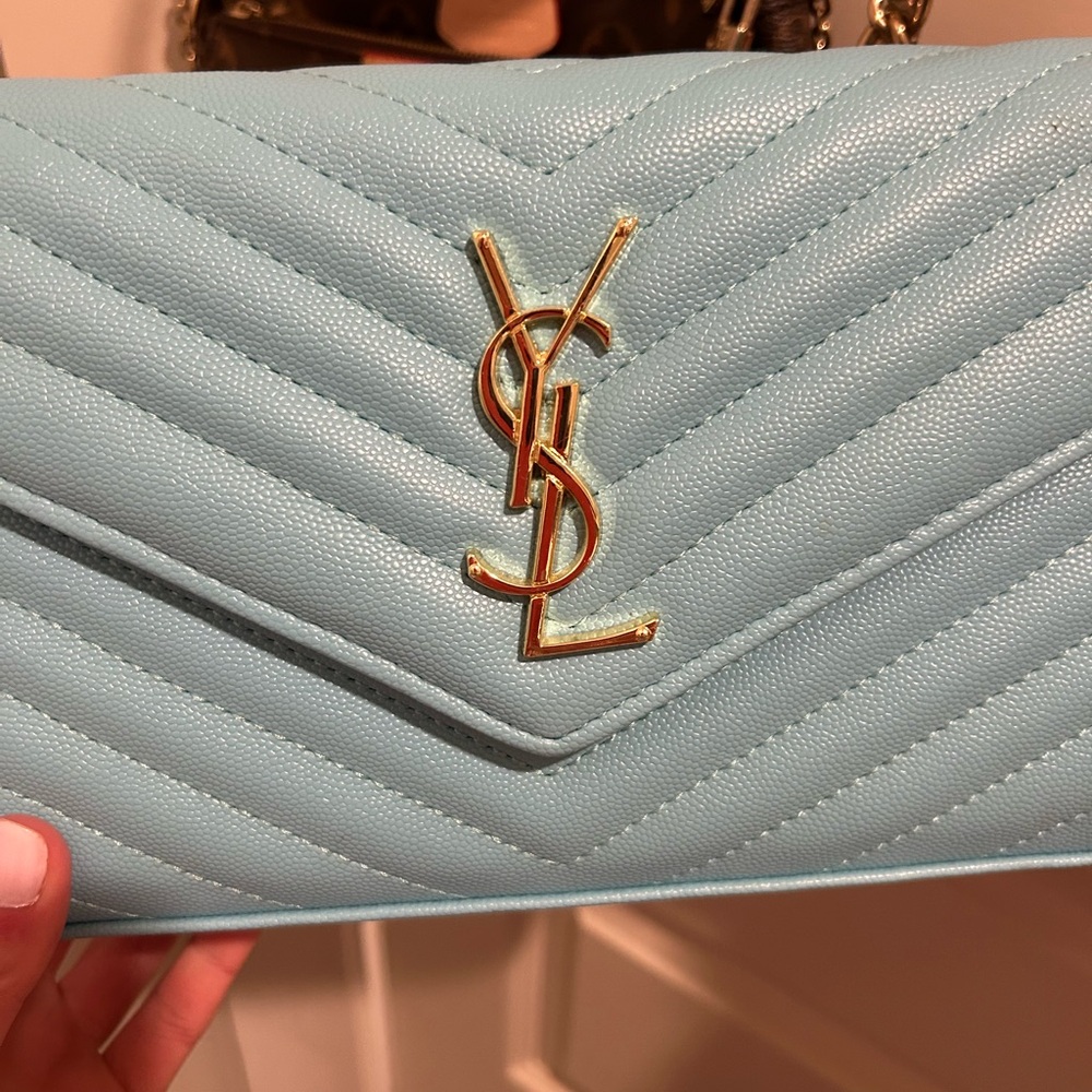 YSL Saint Laurent Blue Quilted Chain Bag - Picture 2 of 3